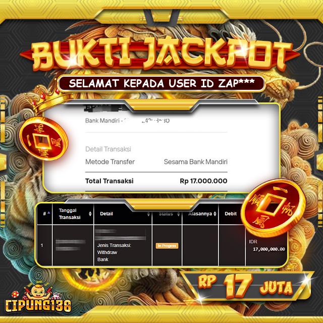 Bukti JP Cipung138 – Selamat Kepada Pemenang Jackpot