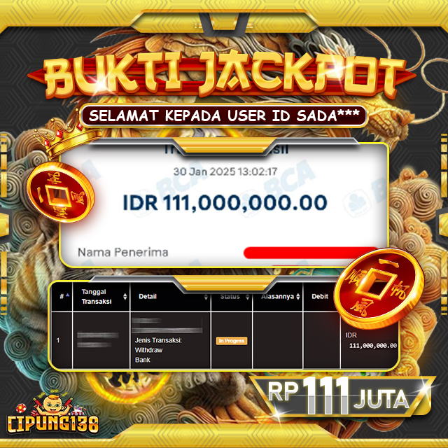 Bukti JP Cipung138 – Selamat Kepada Pemenang Jackpot